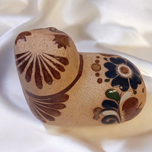 Boho Vintage Handpainted Mexican Tonalá Pottery Owl Figurine Art - Picture 9 of 13
